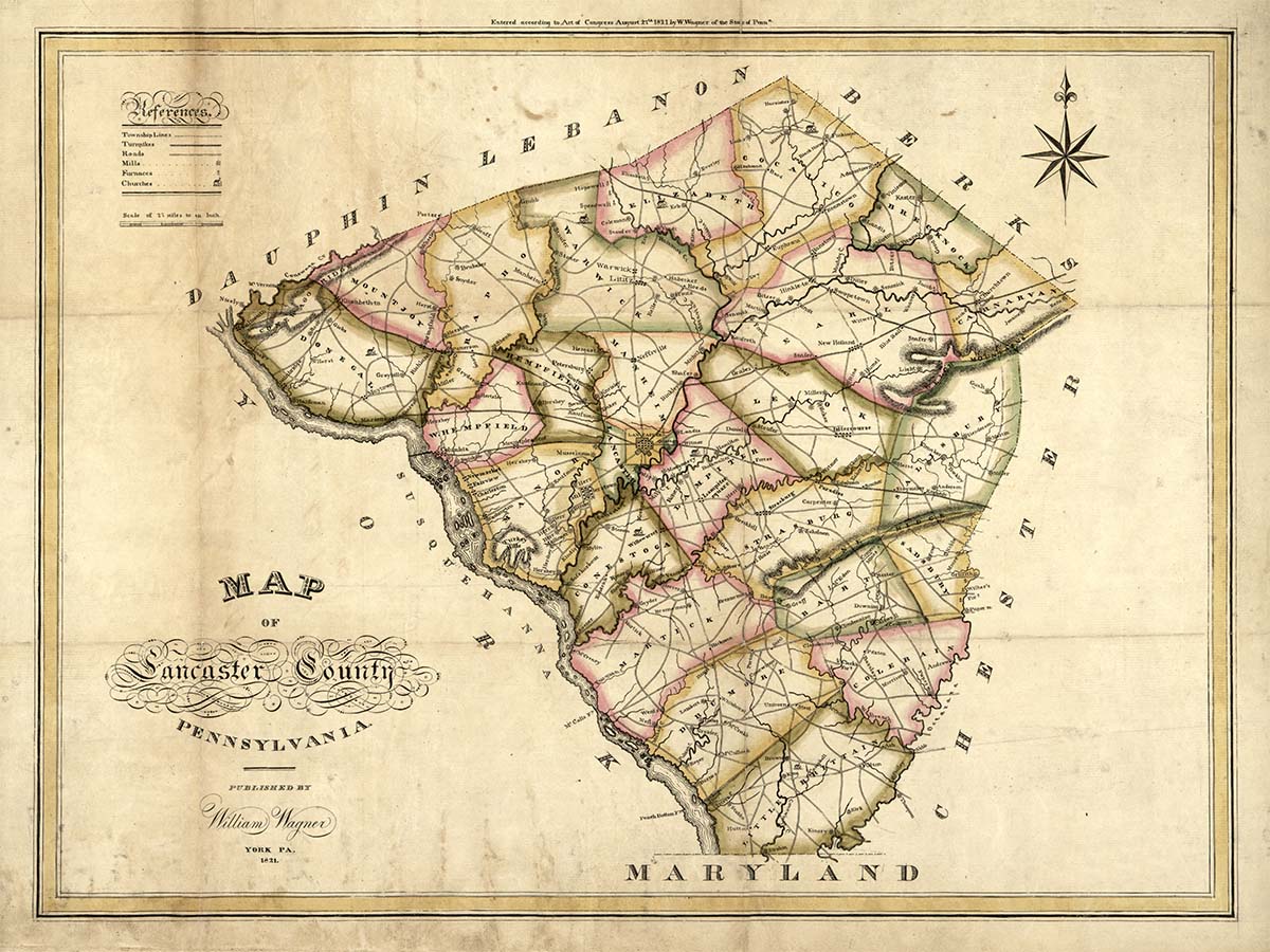 1821 Map Of Lancaster County Historic Preservation Trust Of Lancaster